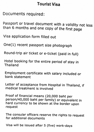 Tourist Visa Thailanda
